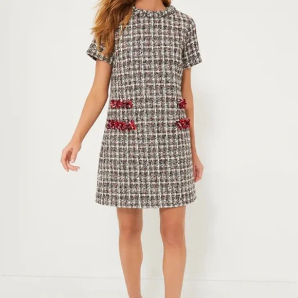 Tuckernuck Tweed Mini Dress - Red, Black, White - Picture 2 of 12